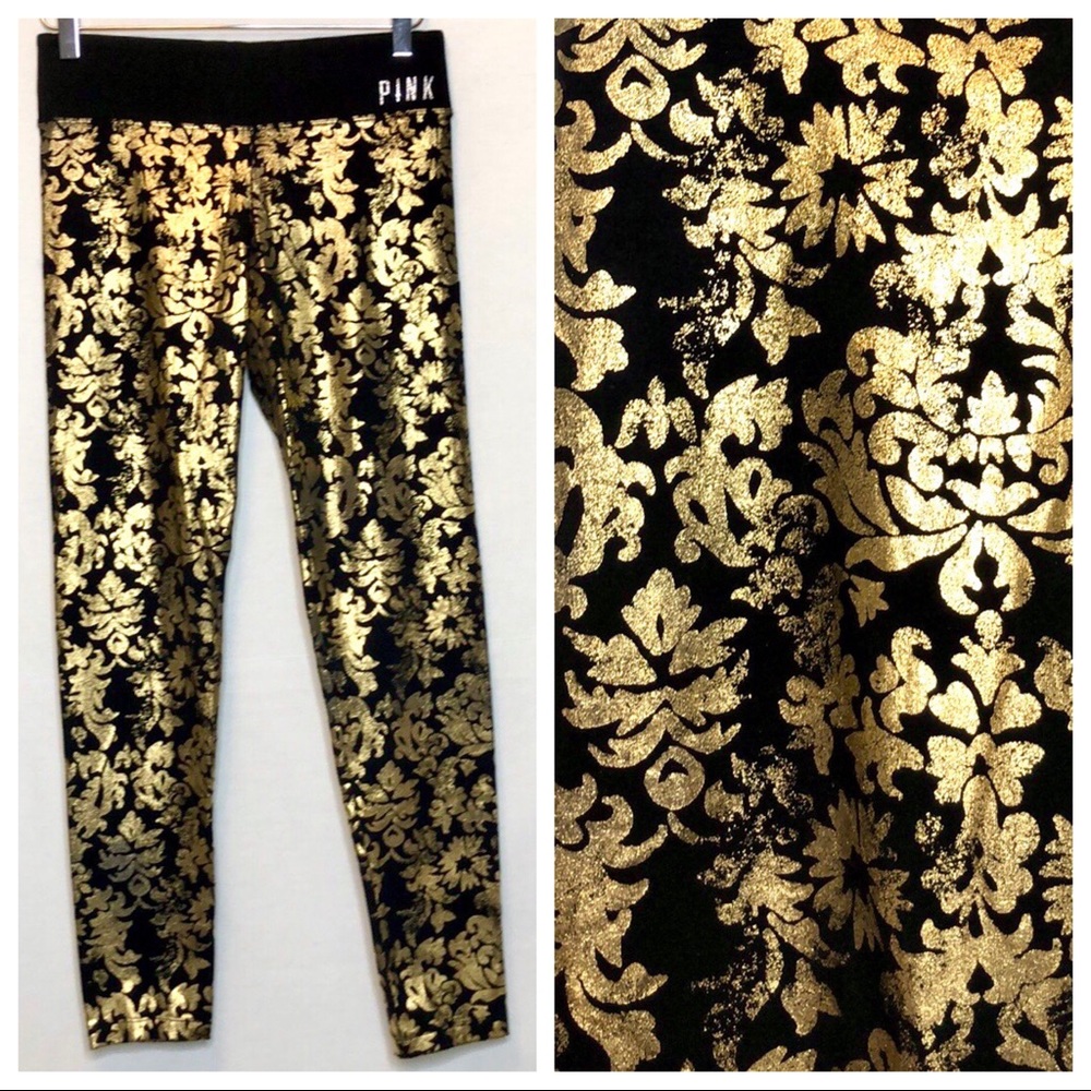 Victoria’s Secret PINK metallic gold leggings 🌟